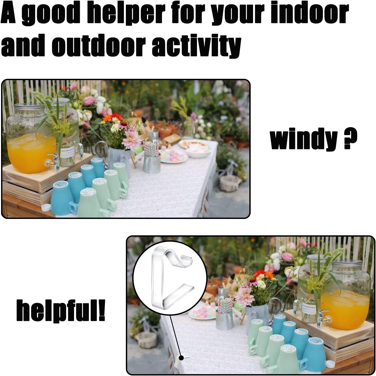 48 Pieces Transparent Clear Tablecloth Clips, Plastic Table Cloth Clips,Windproof Table Cover Holder Clamps,Table Cloth Holder for Christmas Home Wedding Party Indoor Outdoor Camping Picnic (Small)